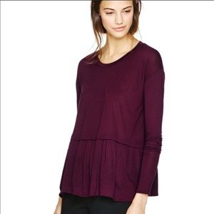 Wilfred Maroon Peplum Long Sleeve Top